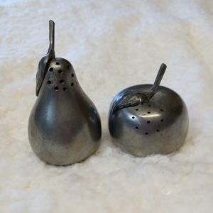 Vintage Pewter Apple & Pear Salt & Pepper Shakers